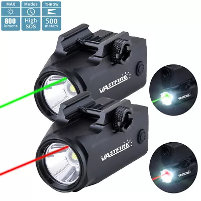 800 Lumen Red Laser Gun Pistol Light Flashlight Combo Rail For Glock 17/19/20/22 • $42.59