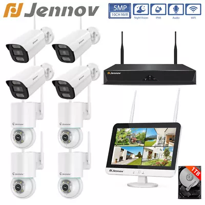 Jennov 5MP Wireless Security Camera System WiFi Human Detection 1TB NVR Set • $249.99