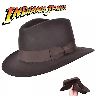 Vintage Indiana Jones Fedora - 100% Crushable Wool Felt Hat • $46.99