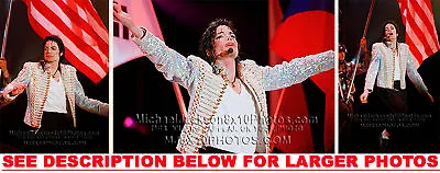 MICHAEL JACKSON ONSTAGE With FLAGS (3) RARE 8x10 PHOTOS • $23.97