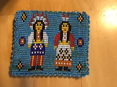 Vintage Native American Coin Purse Hand Beaded Leather Pouch With Snap • $9.99