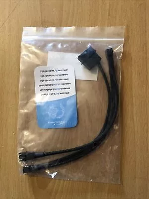 Power Adapter Cable 4pin Molex To 3 X 3pin Fan Y Splitter 20cm 12v Black Sleeved • £3.99
