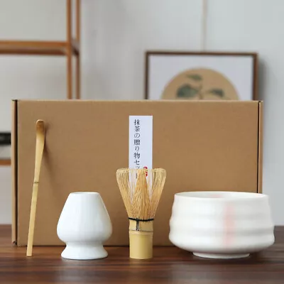 $34 • Buy Bamboo Matcha Tea Whisk Set Chasen Matcha Bowl Chawan Bamboo Scoop Chashaku Kit