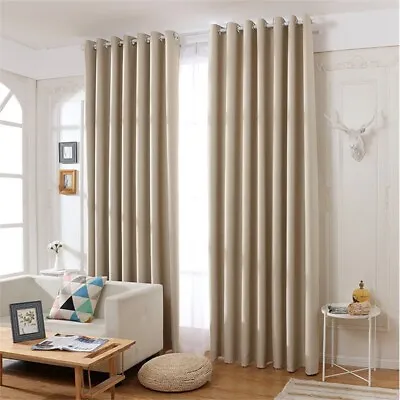 Pair Ready Made Thick Thermal Blackout Curtains Eyelet Curtains Ring Top 90×90 • £24.99