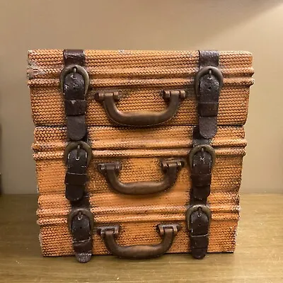 Vintage Wooden “LUGGAGE” Storage Box ~ 12”x12”x10” • $50