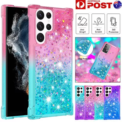 $12.99 • Buy For Samsung S23/S22/S21/S20 FE Ultra S10 S9 Plus Case Clear Liquid Glitter Cover