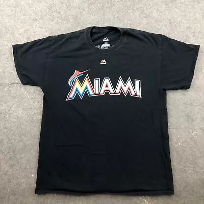 Miami Marlins Shirt Mens Large Black Giancarlo Stanton Short Sleeve Majestic • $18.98