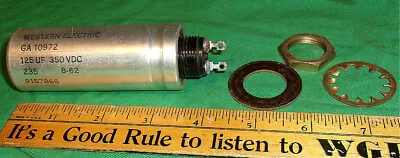 Western Electric Electrolytic Capacitor 125uF 350VDC (GA10972) For Tube Amp 1962 • $39.99