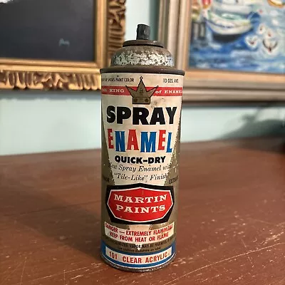 Vintage Martin Paint Stores Inc 135 Battleship Gray Spray Paint Can Paper Label • $25