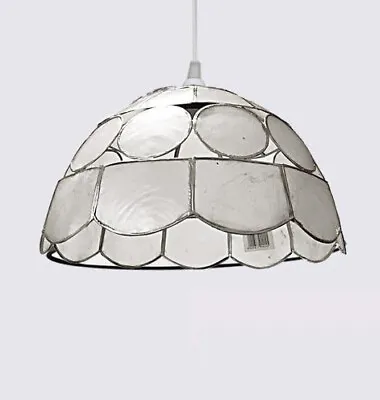 Capiz Shell Ceiling Lampshade Metal Wire Vintage Effect Pendant Light Shade 25cm • £18.98