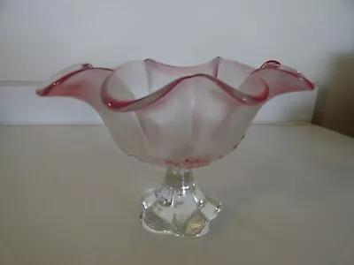 Vtg Mikasa ROSELLA Pink Elegant Frosted Footed Bowl/Compote Ruffled Rim 8  • $19.99