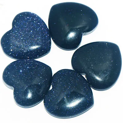 5Pcs Natural Blue Sand Stones Quartz Pocket Palm Worry Rock Puff Heart Healing • $3.99