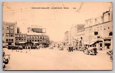 RPPC Harvard Square Cambridge MASS 1945 Street Scene Billboard Giant Clock A3 • $8