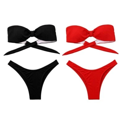 $16.65 • Buy Bikinis Sexy Women Swimsuit Push Up Bandage Tube Top Bikini Folds Swimwear Set