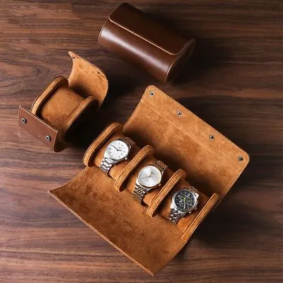 Luxury Watch Storage Case Portable Travel Vintage Leather Watch Handmade Case • £21.99