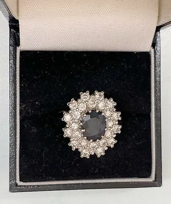 Antique 18ct Gold Sapphire & Diamond Cluster Ring Princess Diana/Kate Middleton • £1850