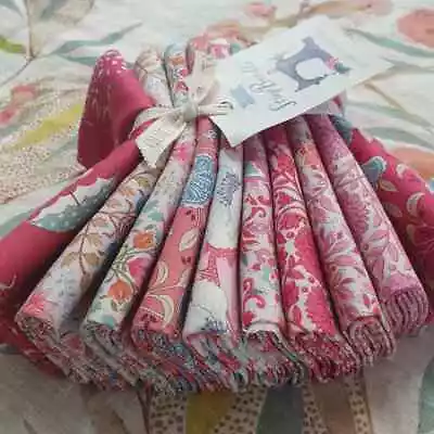 TILDA FABRIC Fat Quarters Bundle WINDY DAYS Pink Theme Quilting Patchwork • £6