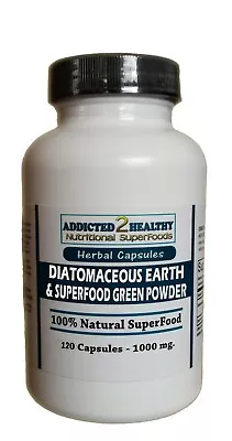 $14.49 • Buy 120 Diatomaceous Earth & Superfood Green Powder Capsules