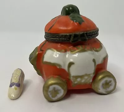 Vintage Pumpkin Cinderella Story Candy Dish Trinket Box Halloween W/ Little Shoe • $12.95