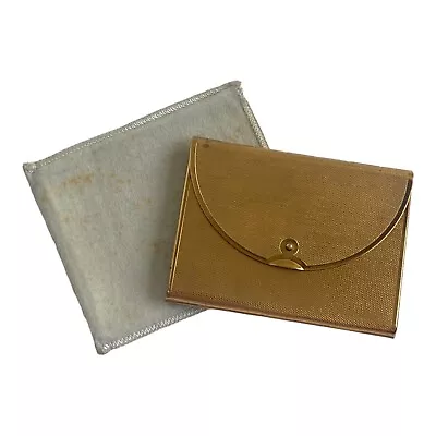 VTG 1950s Coty Tri-Fold Envelope Rectangular Gold Tone Powder Compact W/ Pouch • $25.49