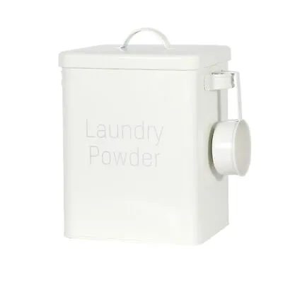 Laundry Powder Portable With Scoop Airtight Lid Kitchen Metal Box Storage Tin • £25.26