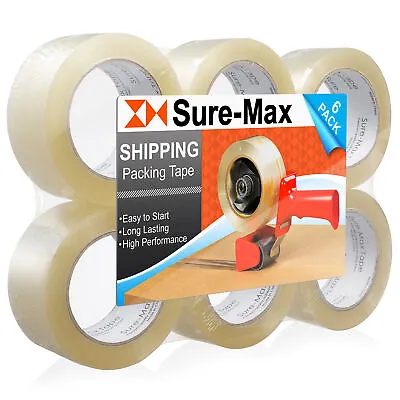 6 Rolls Carton Sealing Clear Packing Tape Box Shipping - 2 Mil 2  X 110 Yards • $19.99