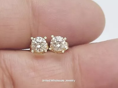 1Ct Round Cut Lab Created Diamond Solitaire Stud Earrings 14K Yellow Gold Plated • $32.49