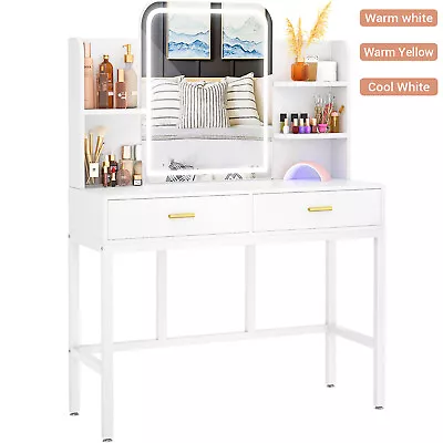 Homieasy Makeup Vanity Table With 3 Color Lighting Modes&Touch Screen W/ Drawers • $90.99