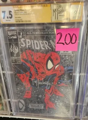 Spider-Man #1 Silver Variant CGC 7.5  SS 1990 Signed By Todd McFarlane VG • $112.50