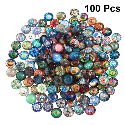 Mosaic Printed Glass Flower Pattern Half Round Crafts • $9.43