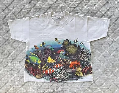 Vintage Habitat Coral Reef 1992 Cropped T-shirt  XCIII Medium Signal Mega-Tee • $39.99