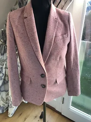 Joules Horatia Tweed Blazer Womens UK12 Pink Fleck Wool Hacking Jacket VGC • $62.19