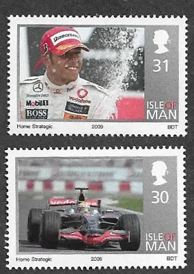 F1 Motor Racing Cars  Lewis Hamilton Champion Mnh 2 Stamps 1sle Of Man • £3.50