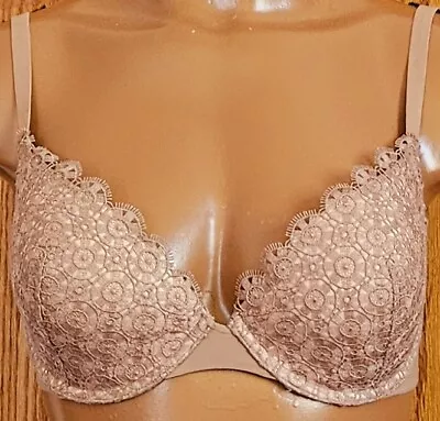 Victoria's Secret Biofit Demi Uplift Push-up Underwire Molded Bra Tan 34D • $14.95