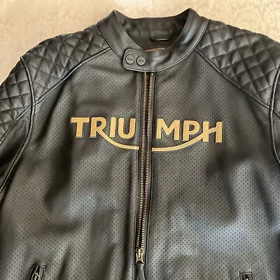 TRIUMPH Motorcycle Riding Motor Bike Racing Leather Jacket XXL • $155