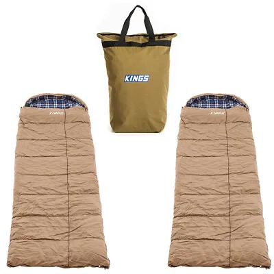 2 X Adventure Kings Premium Sleeping Bag L/R Zipper + Doona/Pillow Canvas Bag • $227.95