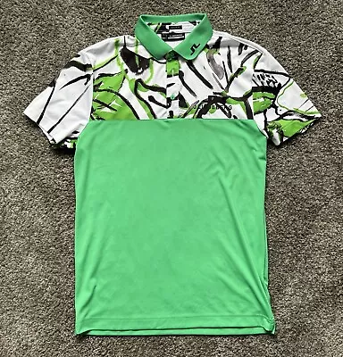 J.LINDEBERG Green Abstract Print Short Sleeve Jeff Golf Polo Shirt Size M • $49.99