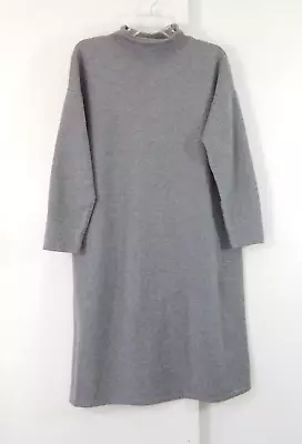 J JILL SWEATER DRESS Roll Collar Long Sleeve Knee Length Knit Stretch Gray PM • $27.99