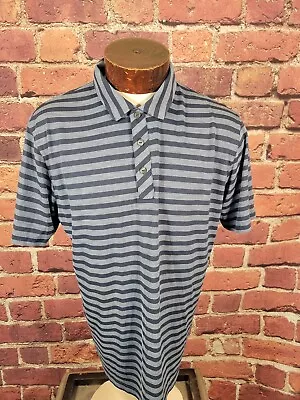 Puma Golf Mens Large Blue Striped Short Sleeve Golf Polo Shirt 🛺 • $19.98