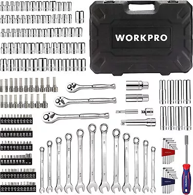WORKPRO Mechanic Tool Set 192 Piece Socket Wrench Set W/Storage Case One Size • $105.99