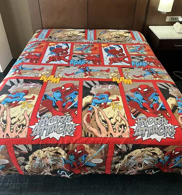Marvel Comics Fabric Finished Bed Cover Spider-man Full/ Queen 91”x91” • $74.99
