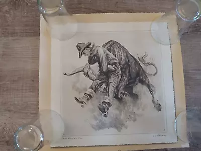 REINHOLD PALENSKE R.H. ETCHING  Bull Dogging Fun  • $20