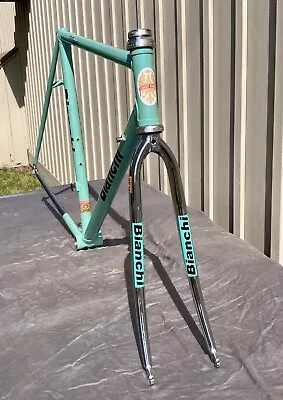 Bianchi Columbus Thron Reparto Corse Steel Road Bike Frameset 53 Celeste/Pearl • $729.99