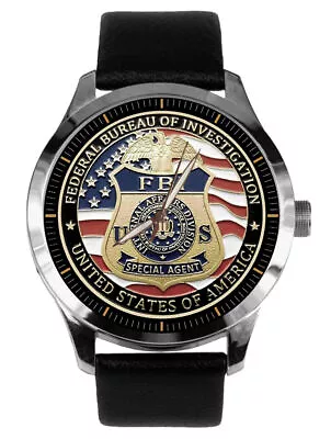 Federal Bureau Of Investigation Fbi Identity Badge Medallion Brass Wrist Watch • $203.45