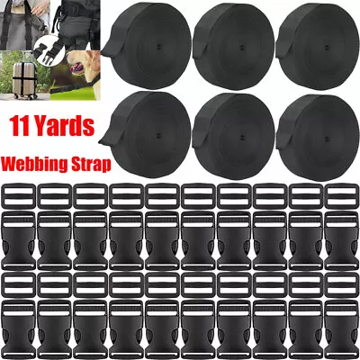 1  11-Yards Nylon Webbing Strap Plastic Strap Buckles Side Release Clip Rucksack • $19.99