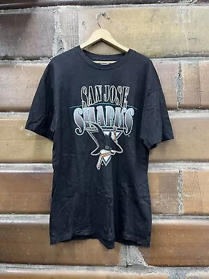 Vtg 1992 Champion Brand San Jose Sharks Logo T-Shirt Size XL Black • $19.99