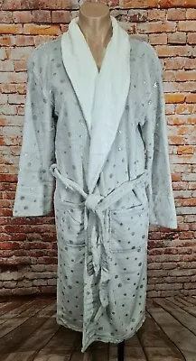 $19.95 • Buy BNWT Womens Sz S M Long Sleeve Grey Silver Foil Spot Bathrobe Dressing Gown