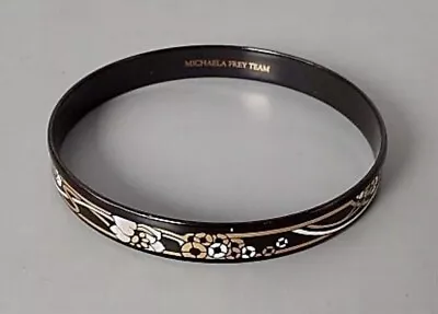 Vintage 🔑 MICHAELA FREY Enameled BANGLE  Abstract FLORAL Bracelet • $29.99