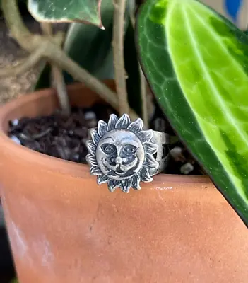 Whimsical Vintage Sun Mustache  Man Ring Sterling Silver Cloud • $64