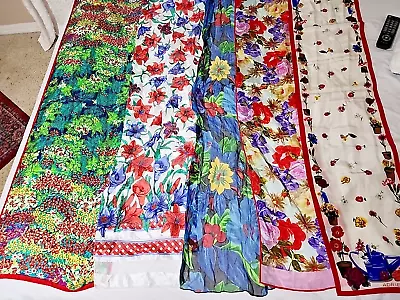 Vintage Scarves Lot 6 Floral Long Jaclyn Smith Echo Baar Beards  Vitadini Be • $2.99